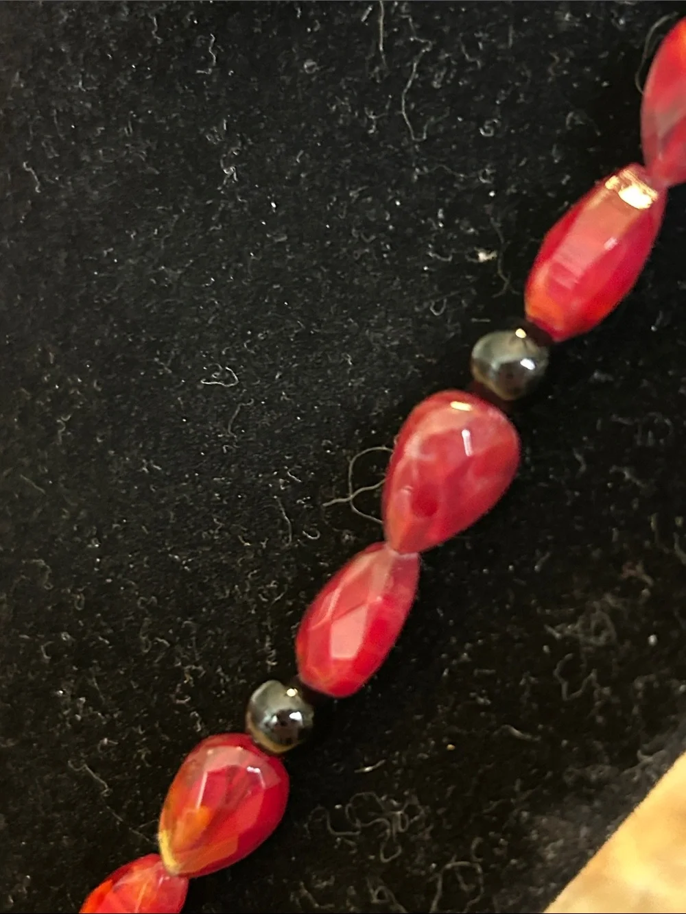 Red Beaded Necklace and Earrings Set Jewlery Set
